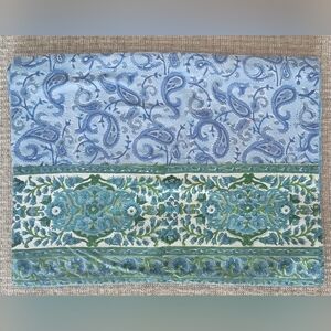 Pottery Barn Blue Green Paisley Table Runner 103" x 18"